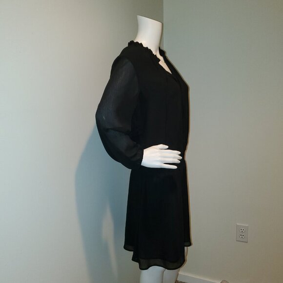J Crew Smocked Tie Front Dress Black XS - Picture 4 of 5